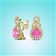 2 - Jovita 2.44 ctw (6.00 mm) Pink Sapphire and Natural Round Diamond Halo Dangle Stud Earrings 