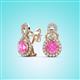 2 - Jovita 2.44 ctw (6.00 mm) Pink Sapphire and Natural Round Diamond Halo Dangle Stud Earrings 