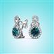 2 - Jovita 2.14 ctw (6.00 mm) Blue Diamond and Natural Round Diamond Halo Dangle Stud Earrings 