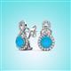 2 - Jovita 1.78 ctw (6.00 mm) Turquoise and Natural Round Diamond Halo Dangle Stud Earrings 
