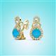 2 - Jovita 1.78 ctw (6.00 mm) Turquoise and Natural Round Diamond Halo Dangle Stud Earrings 