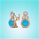 2 - Jovita 1.78 ctw (6.00 mm) Turquoise and Natural Round Diamond Halo Dangle Stud Earrings 