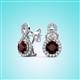 2 - Jovita 2.34 ctw (6.00 mm) Red Garnet and Natural Round Diamond Halo Dangle Stud Earrings 