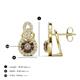 3 - Jovita 2.14 ctw (6.00 mm) Smoky Quartz and Natural Round Diamond Halo Dangle Stud Earrings 