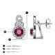 3 - Jovita 2.18 ctw (6.00 mm) Rhodolite Garnet and Natural Round Diamond Halo Dangle Stud Earrings 