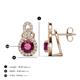 3 - Jovita 2.18 ctw (6.00 mm) Rhodolite Garnet and Natural Round Diamond Halo Dangle Stud Earrings 