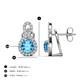3 - Jovita 2.30 ctw (6.00 mm) Blue Topaz and Natural Round Diamond Halo Dangle Stud Earrings 