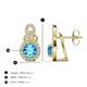 3 - Jovita 2.30 ctw (6.00 mm) Blue Topaz and Natural Round Diamond Halo Dangle Stud Earrings 