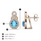 3 - Jovita 2.30 ctw (6.00 mm) Blue Topaz and Natural Round Diamond Halo Dangle Stud Earrings 