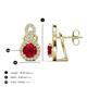3 - Jovita 2.44 ctw (6.00 mm) Ruby and Natural Round Diamond Halo Dangle Stud Earrings 