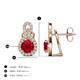 3 - Jovita 2.44 ctw (6.00 mm) Ruby and Natural Round Diamond Halo Dangle Stud Earrings 
