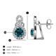 3 - Jovita 2.14 ctw (6.00 mm) Blue Diamond and Natural Round Diamond Halo Dangle Stud Earrings 