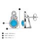 3 - Jovita 1.78 ctw (6.00 mm) Turquoise and Natural Round Diamond Halo Dangle Stud Earrings 