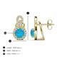 3 - Jovita 1.78 ctw (6.00 mm) Turquoise and Natural Round Diamond Halo Dangle Stud Earrings 