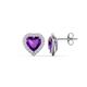 1 - Ember 2.54 ctw (7.00 mm) Heart Shape Amethyst and Round Natural Diamond Halo Stud Earrings 