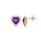 1 - Ember 2.54 ctw (7.00 mm) Heart Shape Amethyst and Round Natural Diamond Halo Stud Earrings 