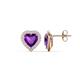 1 - Ember 2.54 ctw (7.00 mm) Heart Shape Amethyst and Round Natural Diamond Halo Stud Earrings 