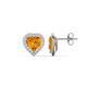 1 - Ember 2.38 ctw (7.00 mm) Heart Shape Citrine and Round Natural Diamond Halo Stud Earrings 