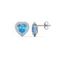 1 - Ember 3.44 ctw (7.00 mm) Heart Shape Blue Topaz and Round Natural Diamond Halo Stud Earrings 