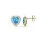1 - Ember 3.44 ctw (7.00 mm) Heart Shape Blue Topaz and Round Natural Diamond Halo Stud Earrings 