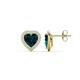 1 - Ember 3.44 ctw (7.00 mm) Heart Shape London Blue Topaz and Round Natural Diamond Halo Stud Earrings 