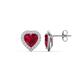 1 - Ember 3.14 ctw (7.00 mm) Heart Shape Lab Created Ruby and Round Natural Diamond Halo Stud Earrings 