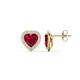 1 - Ember 3.14 ctw (7.00 mm) Heart Shape Created Ruby and Round Natural Diamond Halo Stud Earrings 