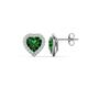 1 - Ember 2.44 ctw (7.00 mm) Heart Shape Created Emerald and Round Natural Diamond Halo Stud Earrings 
