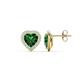 1 - Ember 2.44 ctw (7.00 mm) Heart Shape Created Emerald and Round Natural Diamond Halo Stud Earrings 