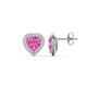 1 - Ember 3.24 ctw (7.00 mm) Heart Shape Created Pink Sapphire and Round Natural Diamond Halo Stud Earrings 