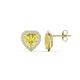 1 - Ember 2.84 ctw (7.00 mm) Heart Shape Created Yellow Sapphire and Round Natural Diamond Halo Stud Earrings 
