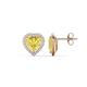 1 - Ember 2.84 ctw (7.00 mm) Heart Shape Created Yellow Sapphire and Round Natural Diamond Halo Stud Earrings 