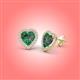 3 - Ember 3.14 ctw (7.00 mm) Heart Shape Lab Created Alexandrite and Round Natural Diamond Halo Stud Earrings 