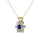 3 - Akina 0.81 ctw (3.80mm) Blue Sapphire and Round Natural Diamond Floral Halo Pendant 