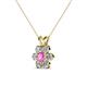 3 - Akina 0.81 ctw (3.80mm) Pink Sapphire and Round Natural Diamond Floral Halo Pendant 
