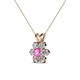 3 - Akina 0.81 ctw (3.80mm) Pink Sapphire and Round Natural Diamond Floral Halo Pendant 