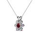 3 - Akina 0.81 ctw (3.80mm) Ruby and Round Natural Diamond Floral Halo Pendant 