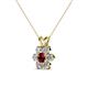 3 - Akina 0.81 ctw (3.80mm) Ruby and Round Natural Diamond Floral Halo Pendant 