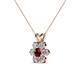 3 - Akina 0.81 ctw (3.80mm) Ruby and Round Natural Diamond Floral Halo Pendant 