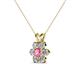 3 - Akina 0.78 ctw (3.80mm) Pink Tourmaline and Round Natural Diamond Floral Halo Pendant 