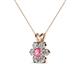 3 - Akina 0.78 ctw (3.80mm) Pink Tourmaline and Round Natural Diamond Floral Halo Pendant 
