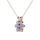 3 - Akina 0.78 ctw (3.80mm) Amethyst and Round Natural Diamond Floral Halo Pendant 