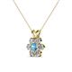 3 - Akina 0.78 ctw (3.80mm) Blue Topaz and Round Natural Diamond Floral Halo Pendant 