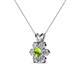 3 - Akina 0.83 ctw (3.80mm) Peridot and Round Natural Diamond Floral Halo Pendant 