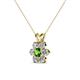 3 - Akina 0.83 ctw (3.80mm) Green Garnet and Round Natural Diamond Floral Halo Pendant 
