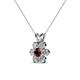 3 - Akina 0.83 ctw (3.80mm) Red Garnet and Round Natural Diamond Floral Halo Pendant 