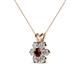 3 - Akina 0.83 ctw (3.80mm) Red Garnet and Round Natural Diamond Floral Halo Pendant 