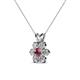 3 - Akina 0.83 ctw (3.80mm) Rhodolite Garnet and Round Natural Diamond Floral Halo Pendant 