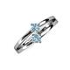 3 - Ria 0.40 ctw (4.00 mm) Round Aquamarine Split Shank 2 Stone Engagement Ring 