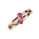 3 - Ria 0.40 ctw (4.00 mm) Round Pink Tourmaline Split Shank 2 Stone Engagement Ring 